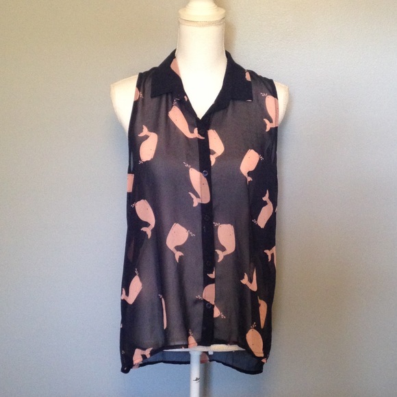 GLAM Tops - GLAM Super Cute Sheer Whale Tank Large